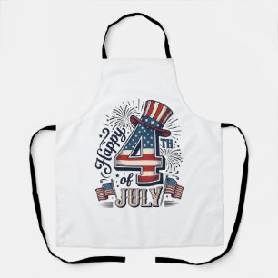 Vintage Happy 4th of July Patriotic Hat Vector Des Apron