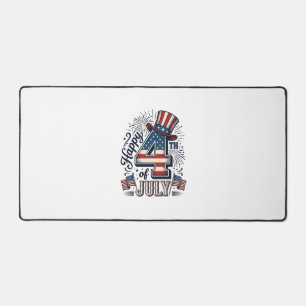 Vintage Happy 4th of July Patriotic Hat Vector Des Desk Mat