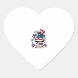 Vintage Happy 4th of July Patriotic Hat Vector Des Heart Sticker
