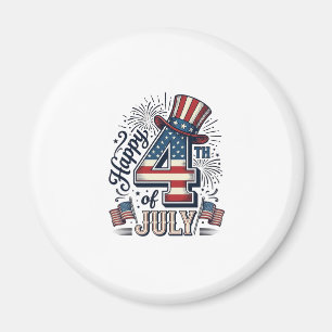 Vintage Happy 4th of July Patriotic Hat Vector Des Magnet