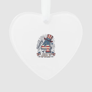 Vintage Happy 4th of July Patriotic Hat Vector Des Ornament