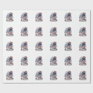 Vintage Happy 4th of July Patriotic Hat Vector Des Wrapping Paper