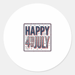 Vintage Happy 4th of July Patriotic Shirt Design_1 Classic Round Sticker