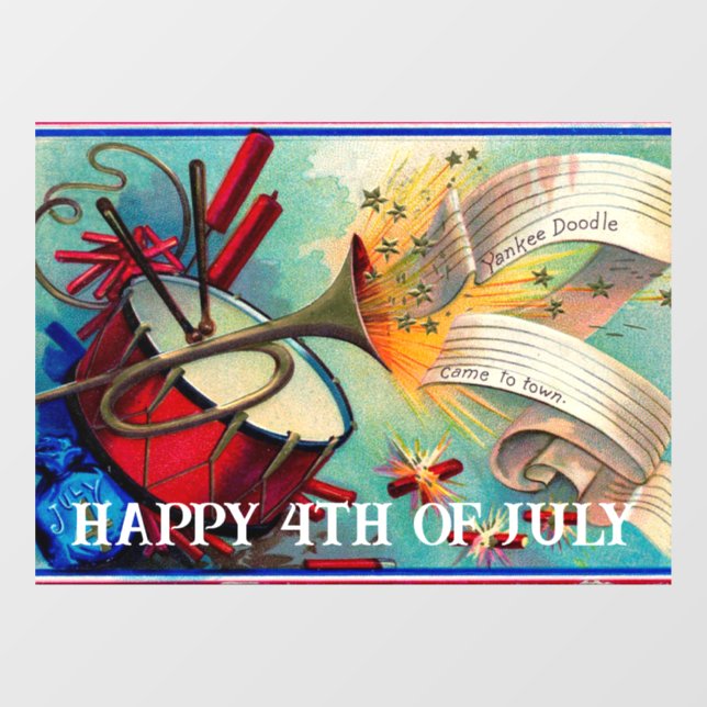 Vintage Happy 4TH Of July Window Cling (Sheet)