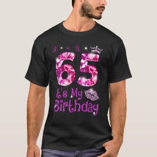 Vintage Happy 65 It's My Birthday Crown Lips 65th T-Shirt