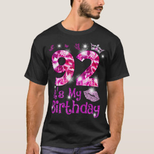 Vintage Happy 92 Its My Birthday Crown Lips 92nd B T-Shirt