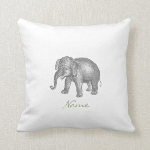 Vintage Happy Baby Elephant and Elephant Pattern Cushion
