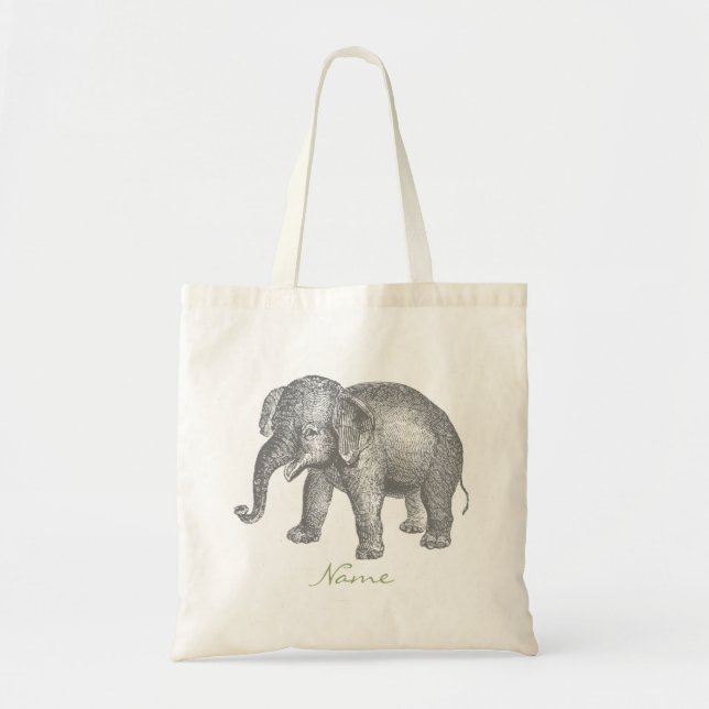 Vintage Happy Baby Elephant Tote Bag (Front)