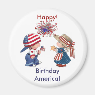 Vintage Happy Birthday America Magnet