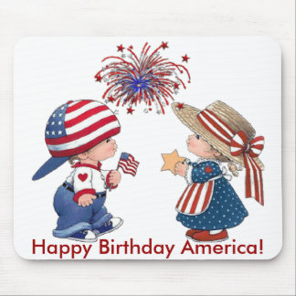 Vintage Happy Birthday America Mouse Mat