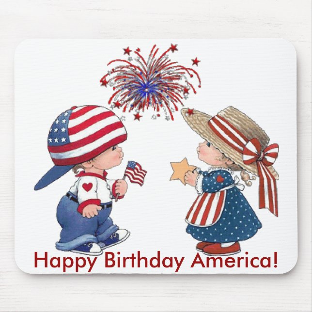 Vintage Happy Birthday America Mouse Mat (Front)