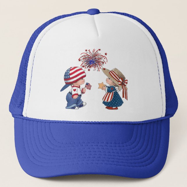 Vintage Happy Birthday America Trucker Hat (Front)