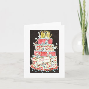 Vintage Happy Birthday Cake Card