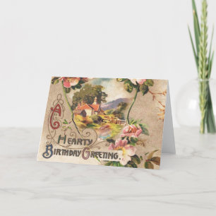 Vintage Happy Birthday Card Artwork