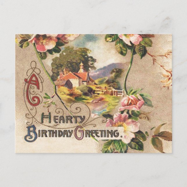 Vintage Happy Birthday Card Artwork (Front)