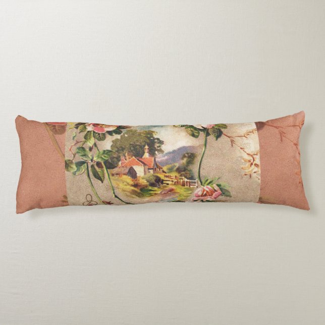 Vintage Happy Birthday Card Artwork Body Cushion (Back)