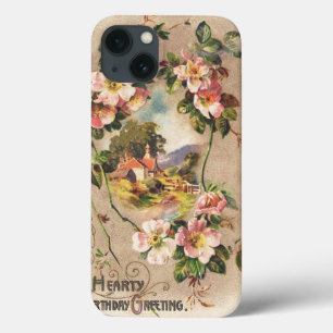 Vintage Happy Birthday Card Artwork iPhone 13 Case