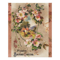 Vintage Happy Birthday Card Artwork