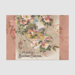 Vintage Happy Birthday Card Artwork Tissue Paper