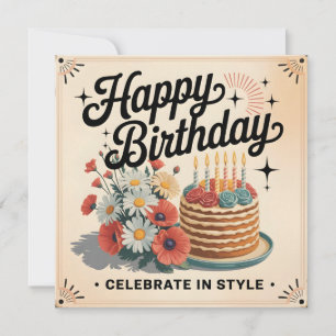 Vintage "Happy Birthday - Celebrate in Style"  Card