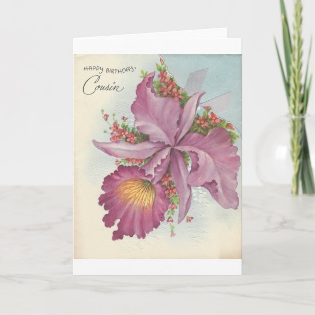 Vintage Happy Birthday Cousin Card (Front)