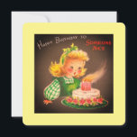 Vintage Happy Birthday Girl Blowing Out Candles Holiday Card<br><div class="desc">Vintage Happy Birthday Girl Blowing Out Candles Card.</div>