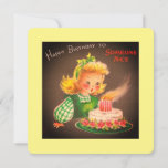 Vintage Happy Birthday Girl Blowing Out Candles Holiday Card<br><div class="desc">Vintage Happy Birthday Girl Blowing Out Candles Card.</div>