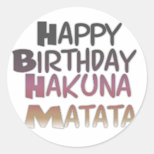 Vintage Happy Birthday Hakuna Matata Purple Inspir Classic Round Sticker