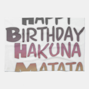 Vintage Happy Birthday Hakuna Matata Purple Inspir Tea Towel