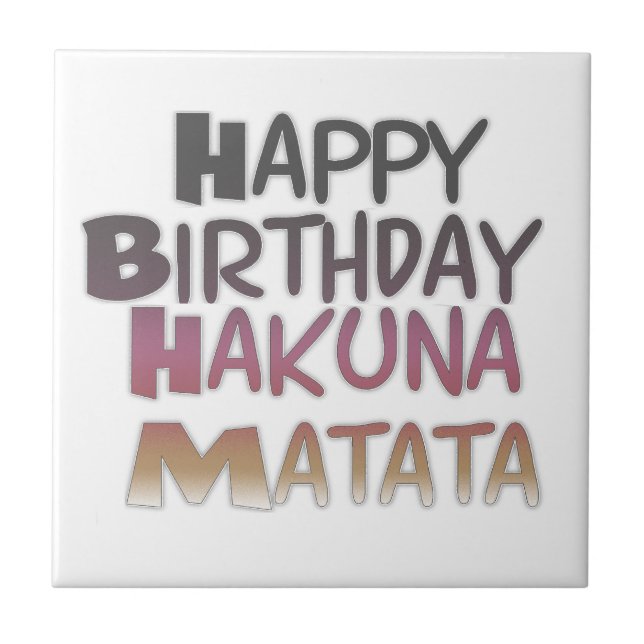 Vintage Happy Birthday Hakuna Matata Purple Inspir Tile (Front)