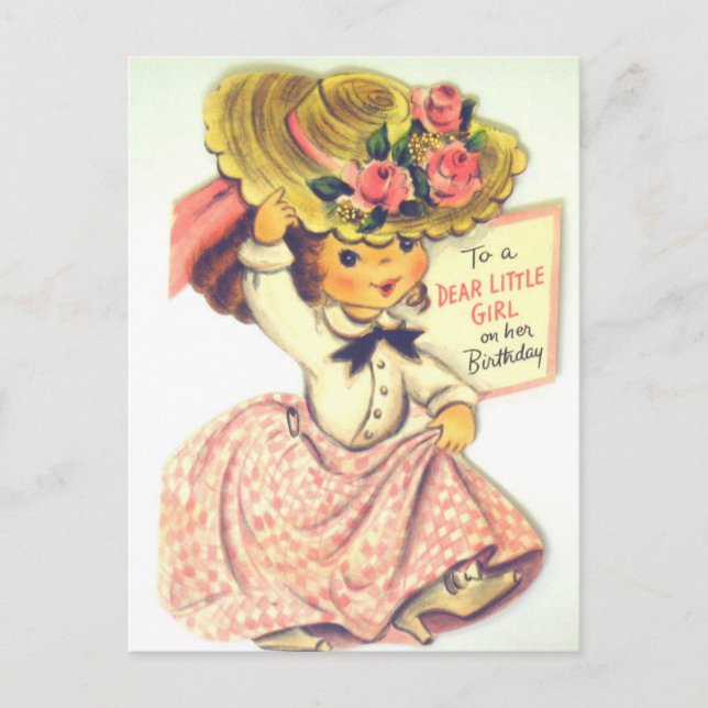 Vintage Happy Birthday Little Girl Postcard (Front)