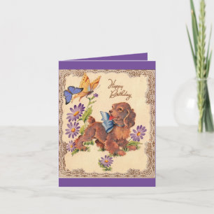 Vintage Happy Birthday Puppy Card