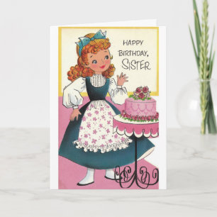 Vintage - Happy Birthday, Sister, Card