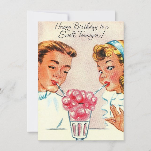 Vintage Happy Birthday Swell Teenager Holiday Card (Front)