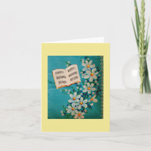 Vintage Happy Birthday With Daisies Card