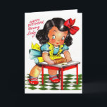 Vintage - Happy Birthday, Young Lady, Card<br><div class="desc">A vintage birthday card image features a young girl in the kitchen using a rolling pin to roll out some pastry dough.  The front of the card says,  "Happy Birthday,  Young Lady" and the message inside is:  "It’s always a treat to wish a happy birthday to someone so sweet."</div>