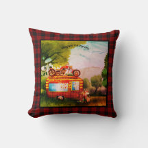 Vintage Happy Campers Trailer Trash Buffalo Plaid