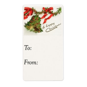 Vintage Happy Christmas Bell & Ivy Gift Tag