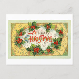 Vintage Happy Christmas Card Postcard