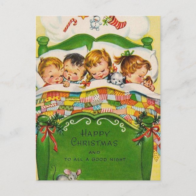 Vintage Happy Christmas Holiday Postcard (Front)
