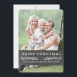 Vintage Happy Christmas Photo Card Chalkboard<br><div class="desc">Happy Christmas customisable name and photo card in rustic country chalkboard pattern with vintage details. Add your custom text to this card to create a unique christmas greeting this holiday season for friends and family.</div>