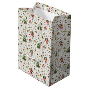 Vintage Happy Christmas Santa Medium Gift Bag