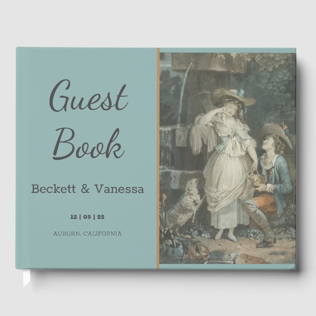 Vintage Happy Couple Guest Book (Front)