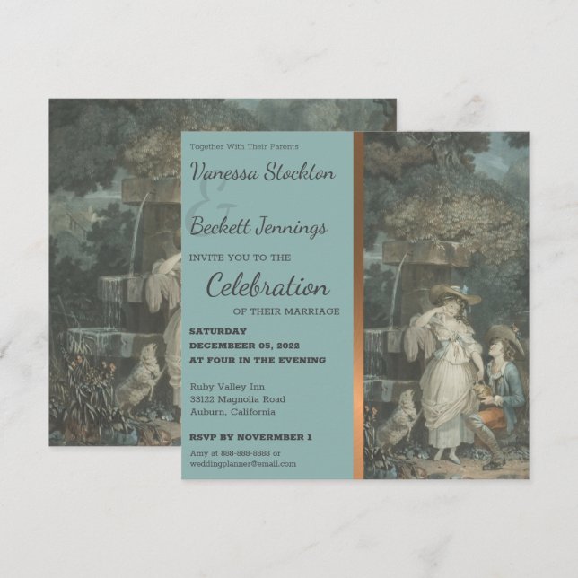 Vintage Happy Couple  Wedding Invitation (Front/Back)