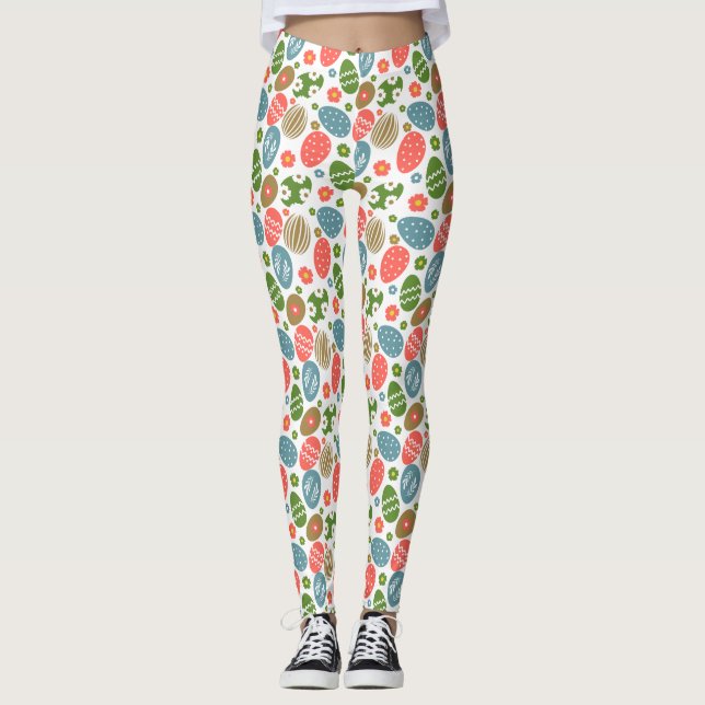 Vintage Happy Easter Blooms Leggings (Front)