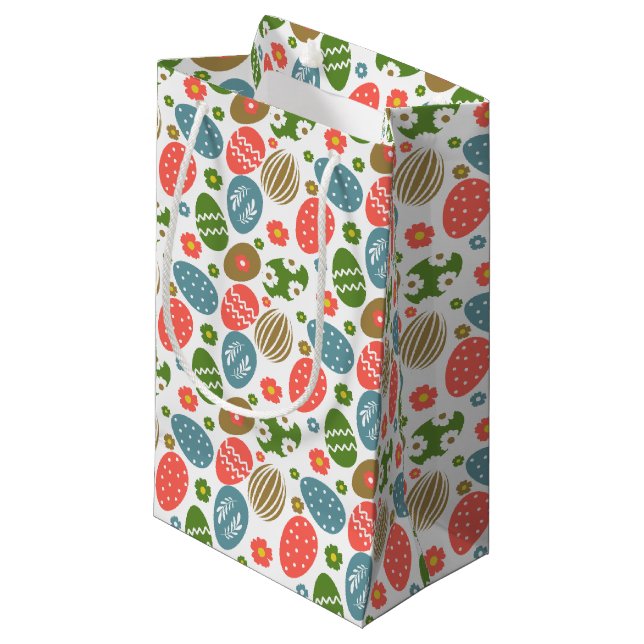 Vintage Happy Easter Blooms Small Gift Bag (Front Angled)