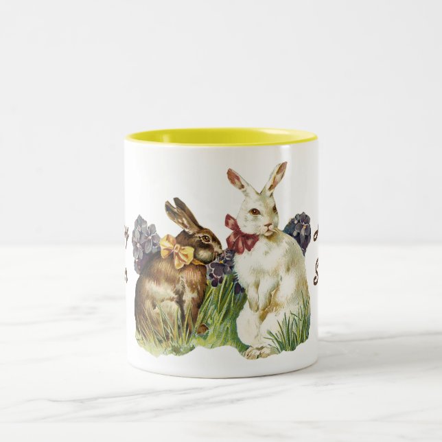Vintage Happy Easter Bunnies Coffee Mug (Center)