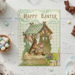 Vintage Happy Easter Bunny House Spring Postcard<br><div class="desc">This design may be personalized by choosing the customize further option to add text. Contact me at colorflowcreations@gmail.com if you with to have this design on another product. Purchase my original abstract acrylic painting for sale at www.etsy.com/shop/colorflowart. See more of my creations or follow me at www.facebook.com/colorflowcreations, www.instagram.com/colorflowcreations, www.twitter.com/colorflowart, and...</div>