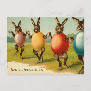 Vintage Happy Easter Bunny’s Dancing In Eggs Holid Holiday Postcard