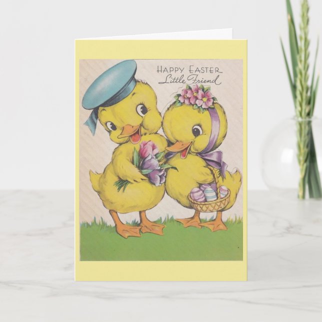 Vintage - Happy Easter Little Friend, Holiday Card (Front)